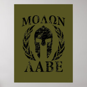 Poster Casque spartiate Molon Labe Grunge