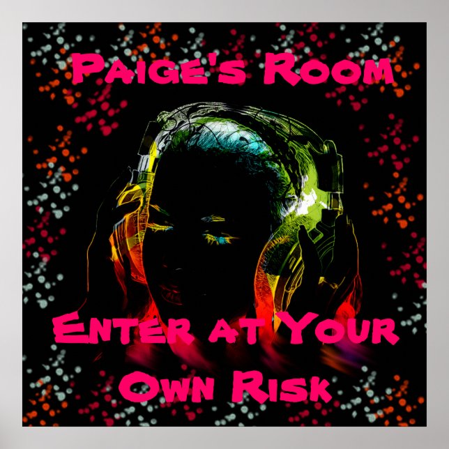 Poster Casques de musique Ado de nom personnalisé (Devant)