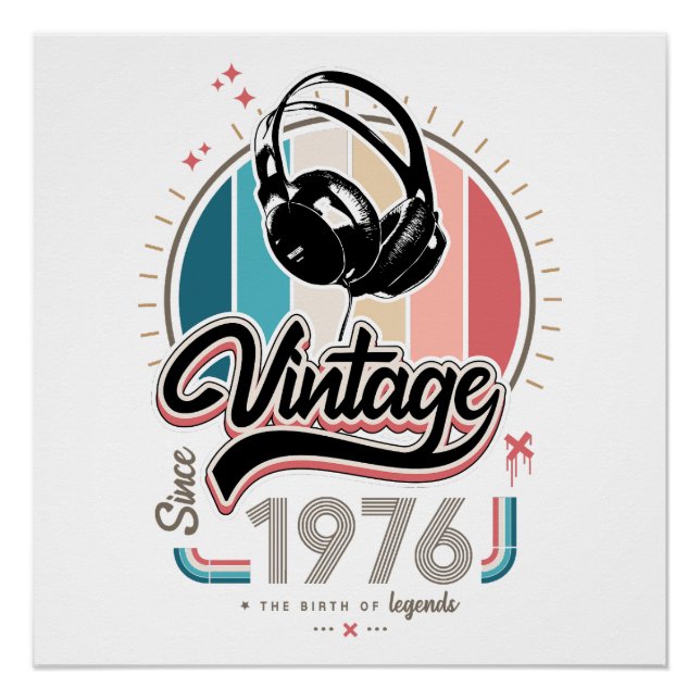 Poster Casques vintages depuis 1976 (Devant)