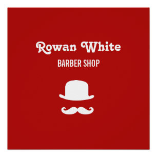 Poster Casquette blanc et mustache silhouette rouge