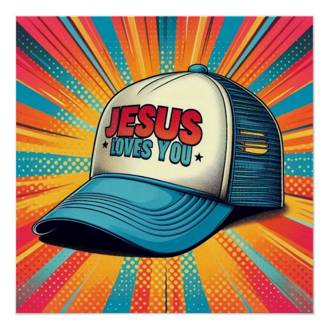 Poster Casquette camionneur de Jésus coloré ! (Devant)