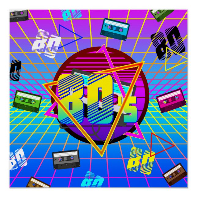POSTER CASSETTE AUDIO RÉTRO ANCIENNE ÉCOLE DES ANNÉES 80 (Devant)
