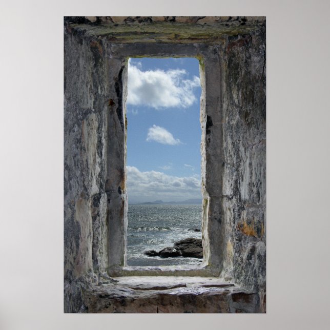 Poster Castle Window Illusion with Seascape View (Devant)