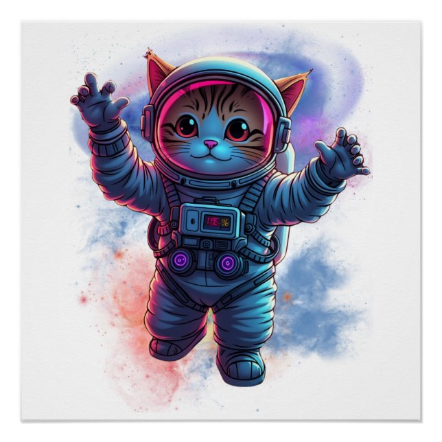 Poster Cat astronaute (Devant)