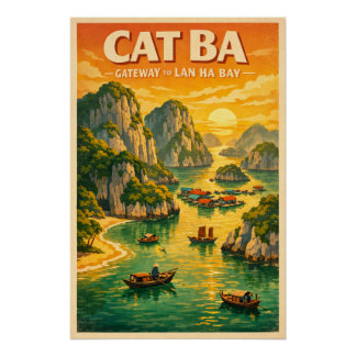 Poster Cat Ba Island, Hai Phong, Vietnam, in a classic
