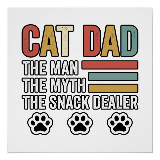 Poster Cat Dad Vintage Funny Snack Dealer Shirt Design_1 (Devant)