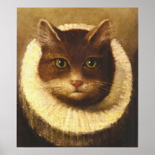 Poster Cat In A Ruff Cute Victorian Art Vintage Painting