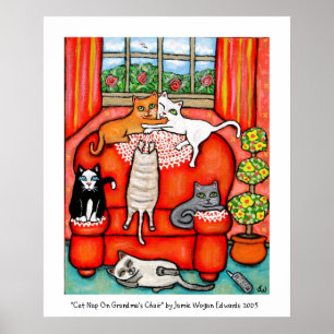 Poster Cat Nap On Grand's Chair