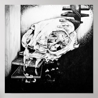 Poster Cat Skull Descending Staircase