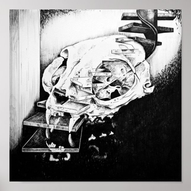 Poster Cat Skull Descending Staircase (Devant)