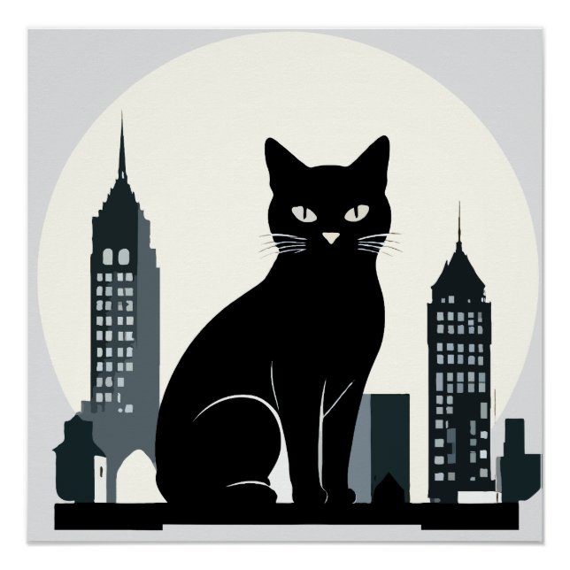 Poster Cat Vector Art Animal Moderne Urbain Graphique Vil (Devant)