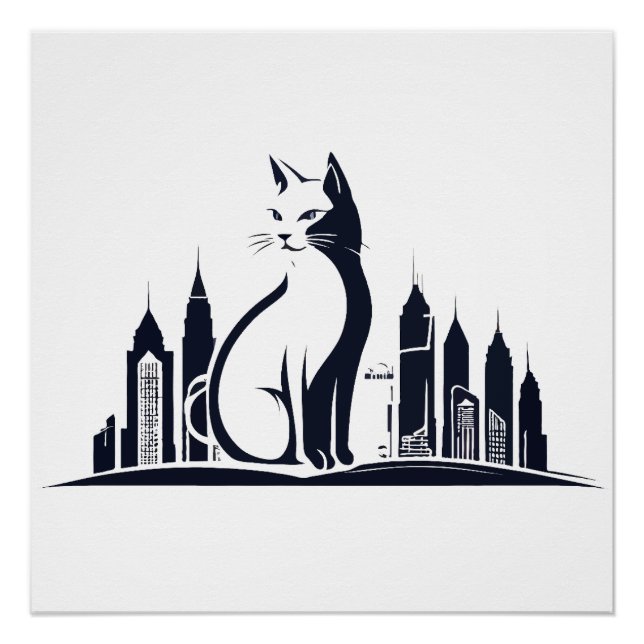 Poster Cat Vector Art Animal Moderne Urbain Graphique Vil (Devant)