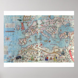 Poster Catalan Atlas : Détail de l'Afrique du Nord et de 