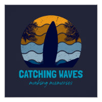 Catching Waves Retro Surboard Beach Art