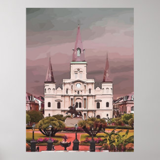 Poster Cathédrale de la Nouvelle-Orléans (Pinkish)