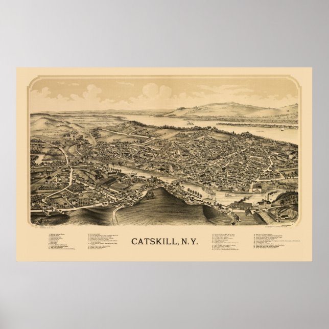 Poster Catskill, NY Panoramic Map - 1889 (Devant)
