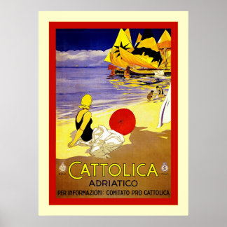 Poster Cattolica Adriatico ~ Voyage italien Vintage