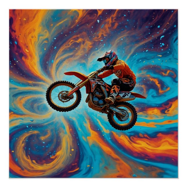 Poster Cavalier de motocross et rêves (Devant)
