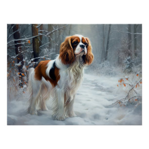 Poster Cavalier Roi Laissez Tomber la Neige Noël Brosse