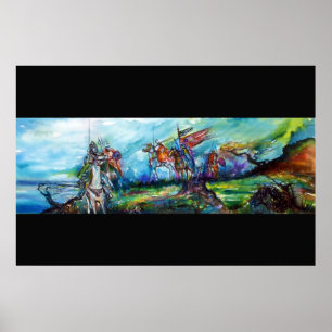 Poster CAVALIERS DANS LA TEMPÊTE Chevaliers médiévaux à c