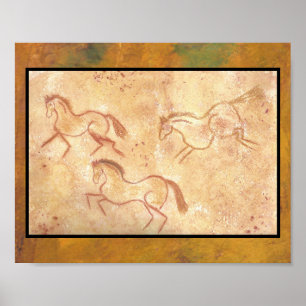 Poster Cave Drawing Painting of Horses