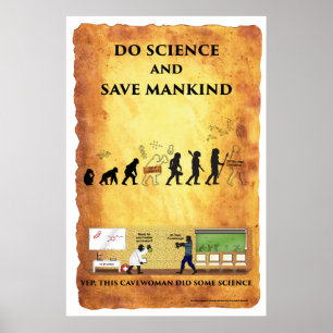 Poster Cavewoman futés : Faites la Science et sauvez le