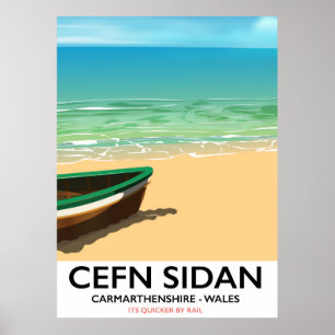 Poster Cefn Sidan, Carmarthenshire Pays de Galles vintage