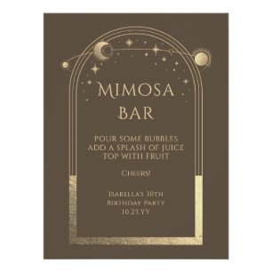 Poster Céleste Mocha Gold Mimosa Bar Sun Moon Stars