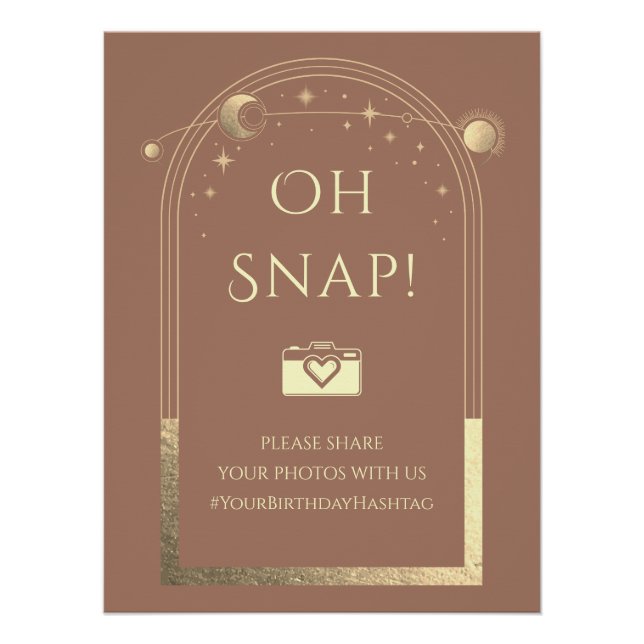 Poster Céleste Mocha Gold Sun Moon Stars Oh Snap (Devant)