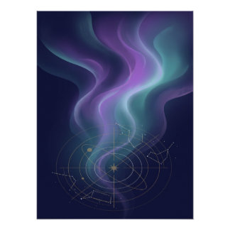 Poster Celestial Aurora Constellation Wall Art