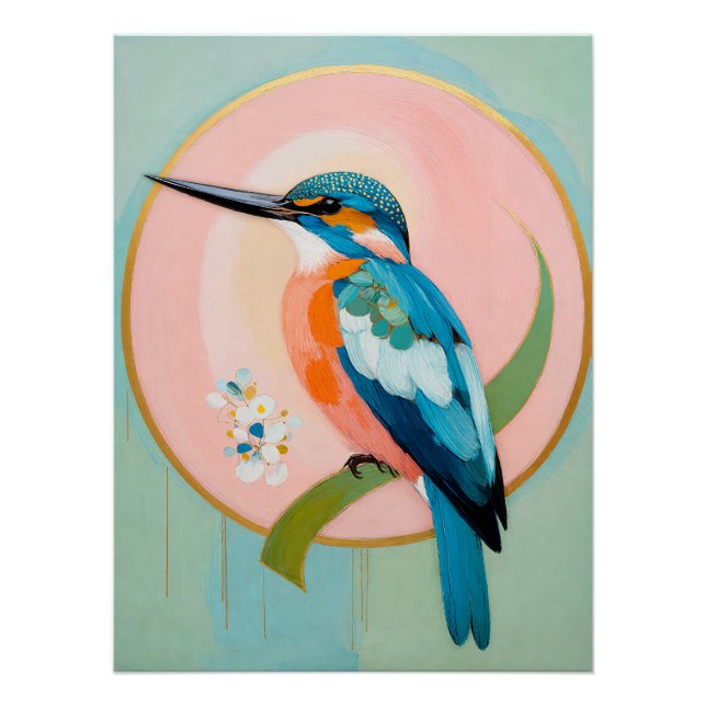 Poster Celestial Kingfisher: A Study in Azure and Gold (Devant)