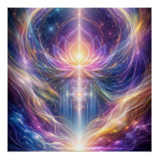 Poster Celestial Lotus Energy – New Age Abstract Spiritua