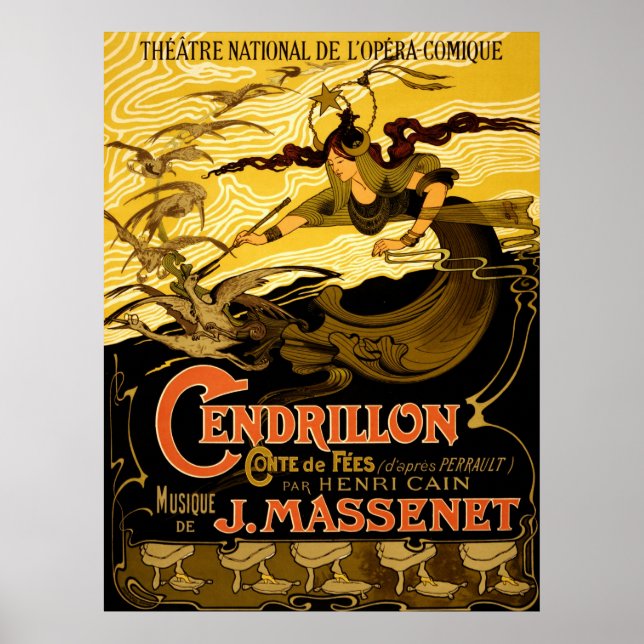 Poster Cendrillon ~ Théâtre français Vintage Publicité. (Devant)