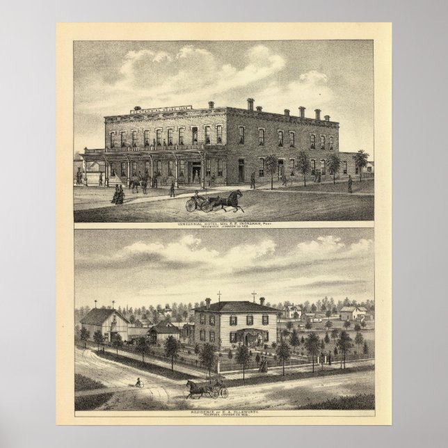 Poster Centennial Hotel, Tecumseh et Neb, Nebraska (Devant)