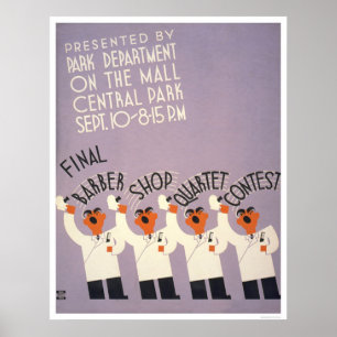 Poster Central Park Barber Shop 1937 WPA