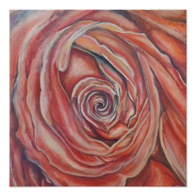 Poster Centre rose rouge (Devant)