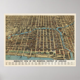 Poster Centre-ville de Chicago, 1898 (Poole Bros) BigMapB