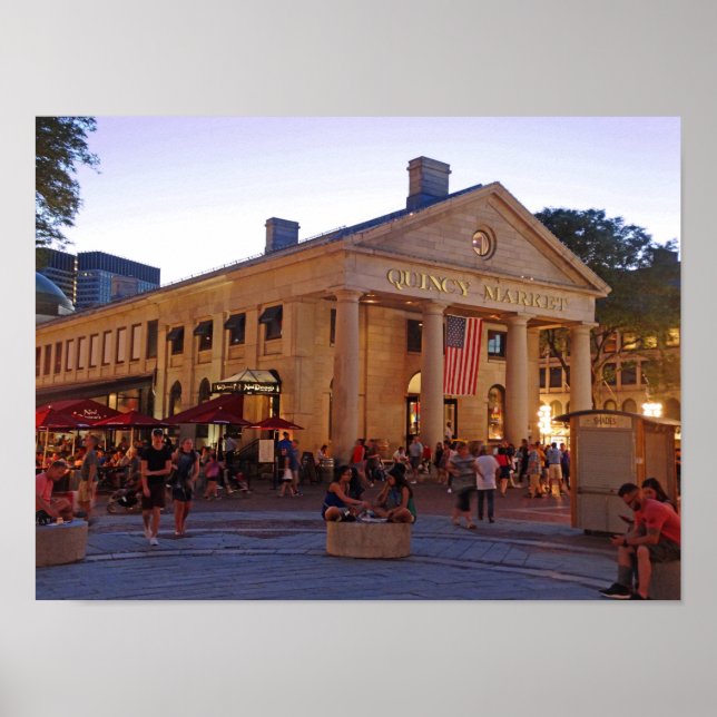 Poster Centre-ville historique de Quincy Market Boston (Devant)
