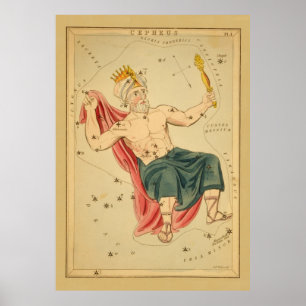 Poster Céphée le Roi - Carte astronomique Vintage
