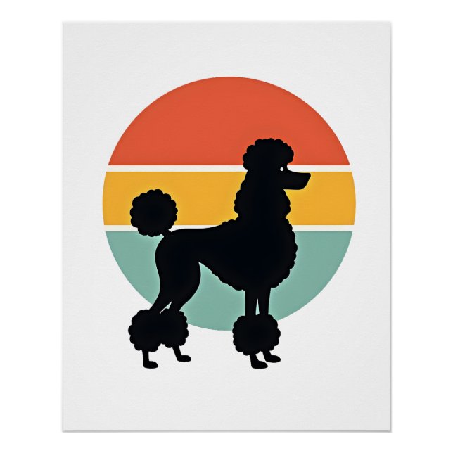 Poster Cercle de silhouette de chien rétro coucher de sol (Devant)