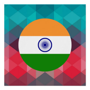 Poster Cercle drapeau de l'Inde sur le bokeh moderne