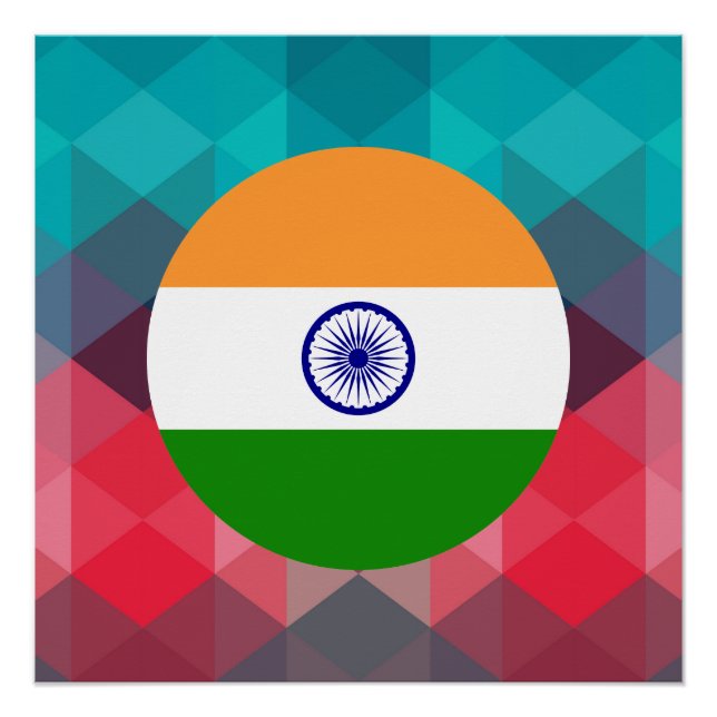 Poster Cercle drapeau de l'Inde sur le bokeh moderne (Devant)
