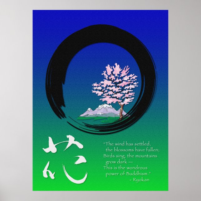 Poster Cercle Enso et sagesse zen par Ryokan (Devant)
