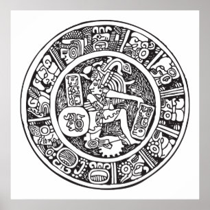 Poster Cercle maya, hiéroglyphe mexicain(Maya)