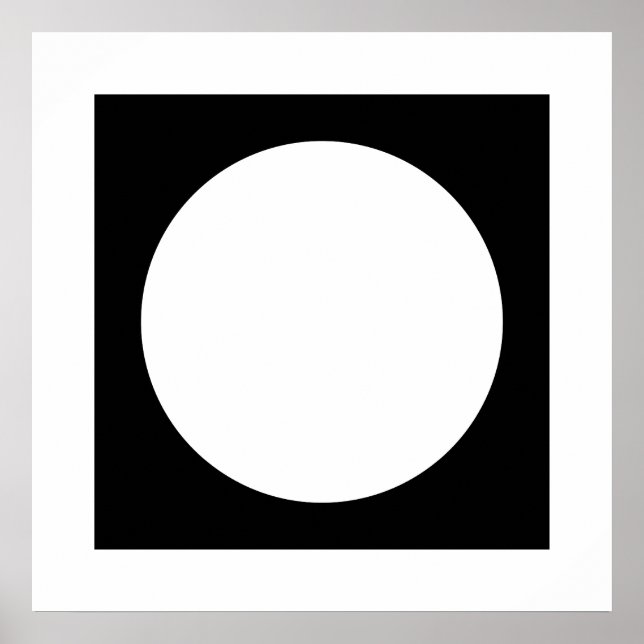 Poster Cercle noir et blanc, conception géométrique simpl (Devant)