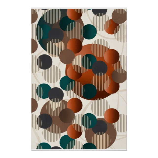 Poster Cercles Abstraits Géométriques Marron Et Bleu Mode (Devant)