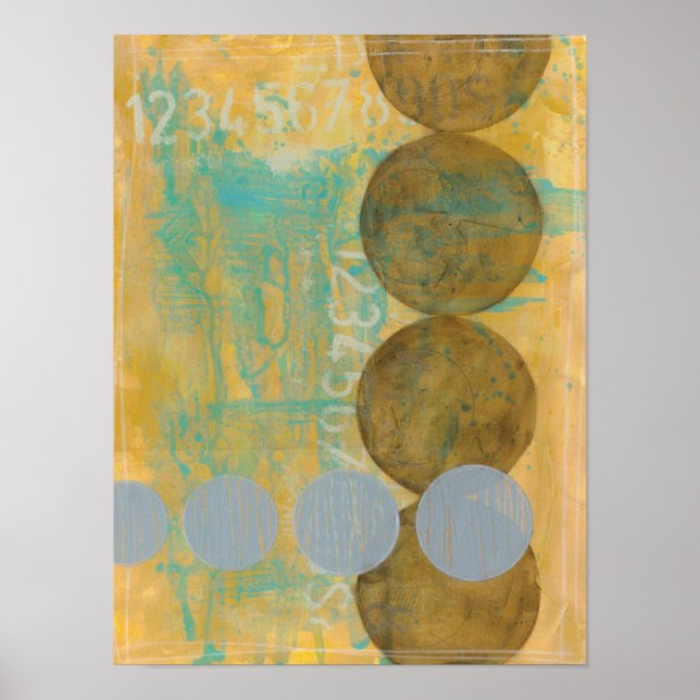 Poster Cercles Brown et gris foncés avec des nombres (Devant)