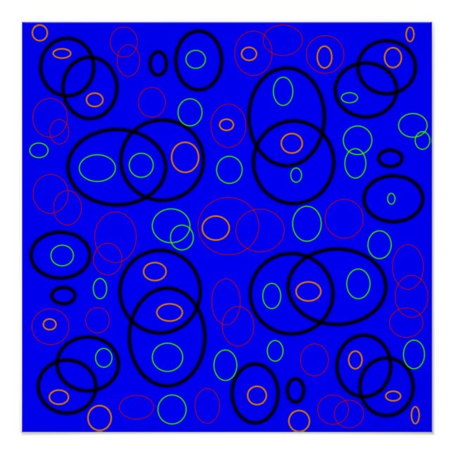 Poster Cercles colorés sur bleu (Devant)