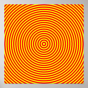 Poster Cercles concentriques rouges et jaunes