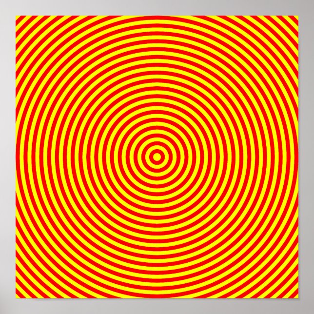 Poster Cercles concentriques rouges et jaunes (Devant)
